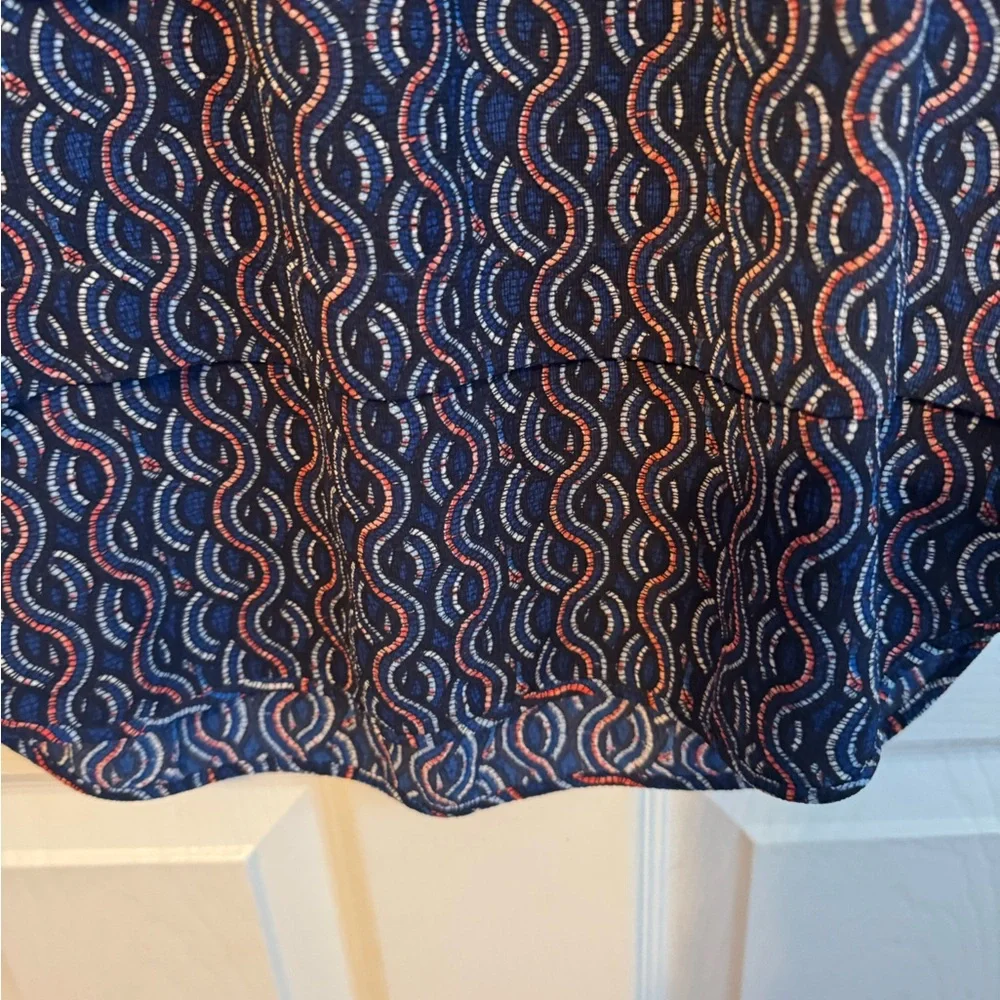Michael Kors Navy Tank Top with Patterned‎ Hem